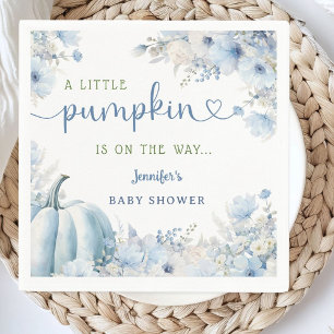 Little Pumpkin Boy Blue Fall Baby Shower Paper Napkin