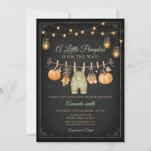 Little Pumpkin Boy Rustic Fall Baby Shower Invitation