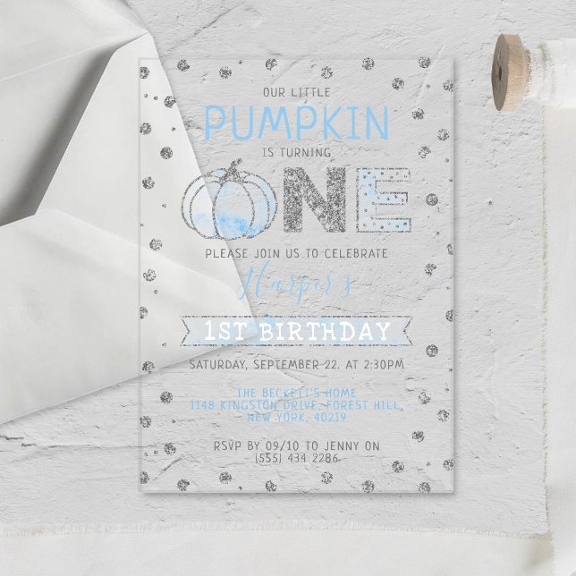 Little Pumpkin Boys 1st Birthday Acrylic Invitations (Creator Uploaded)