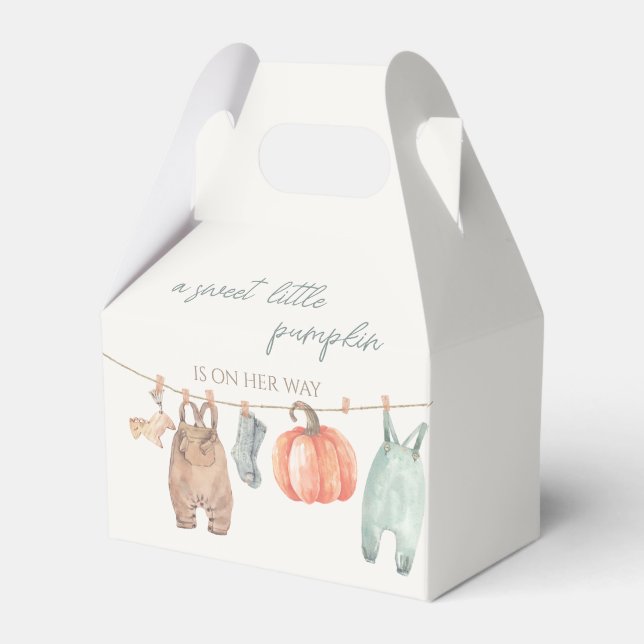 Little Pumpkin Clothes Boy Baby Shower Favor Box (Front Side)