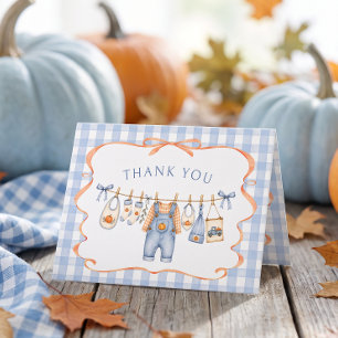 Little Pumpkin Clothesline Boy Baby Shower Thank You Card