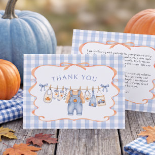 Little Pumpkin Clothesline Boy Baby Shower Thank You Card