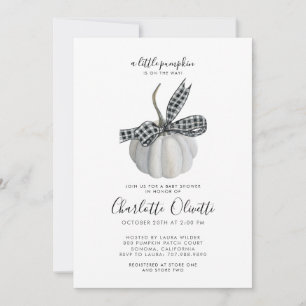 Little Pumpkin Coquette Bow Fall Baby Shower Invitation