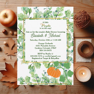 Little Pumpkin Couples Baby Shower Autumn Foliage  Invitation