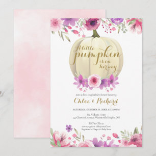 Little Pumpkin Couples Girl Baby Shower Invitation