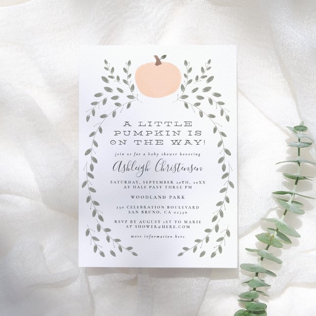 Little Pumpkin Cute Rustic Hand Drawn Baby Shower Invitation (Creator Uploaded)