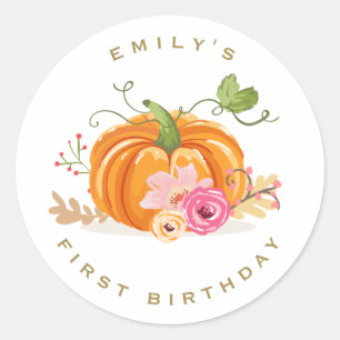 Little pumpkin Envelope seal sticker Birthday Girl