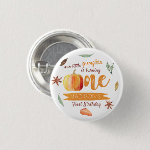Little Pumpkin Fall 1st Birthday Party Favour 1 Inch Round Button