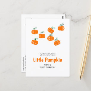 Little Pumpkin Fall 1st Birthday Party Invitation Postcard