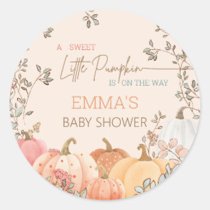 Little Pumpkin Fall Autumn Baby Shower Classic Round Sticker