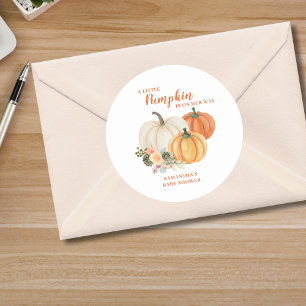 Little Pumpkin Fall Autumn Baby Shower Classic Round Sticker