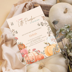 Little Pumpkin Fall Autumn Baby Shower Invitation