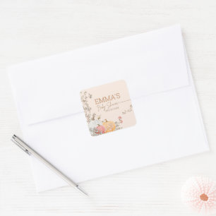 Little Pumpkin Fall Autumn Baby Shower Square Sticker