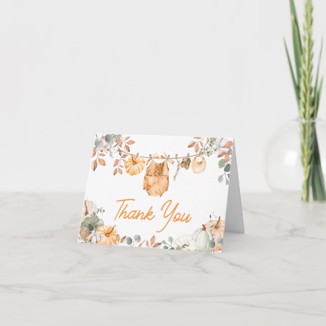 Little Pumpkin Fall Autumn Baby Shower  Thank You Card (Front)