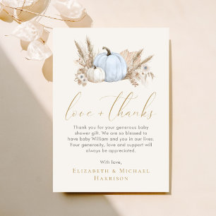 Little Pumpkin Fall Baby Boy Shower Thank You Card