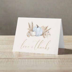 Little Pumpkin Fall Baby Boy Shower Thank You Card