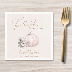 Little Pumpkin Fall Baby Girl Shower Napkin