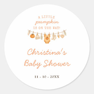 Little Pumpkin Fall Baby Shower Classic Round Sticker