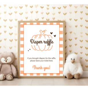 Little Pumpkin Fall Baby Shower Diaper Raffle Sign