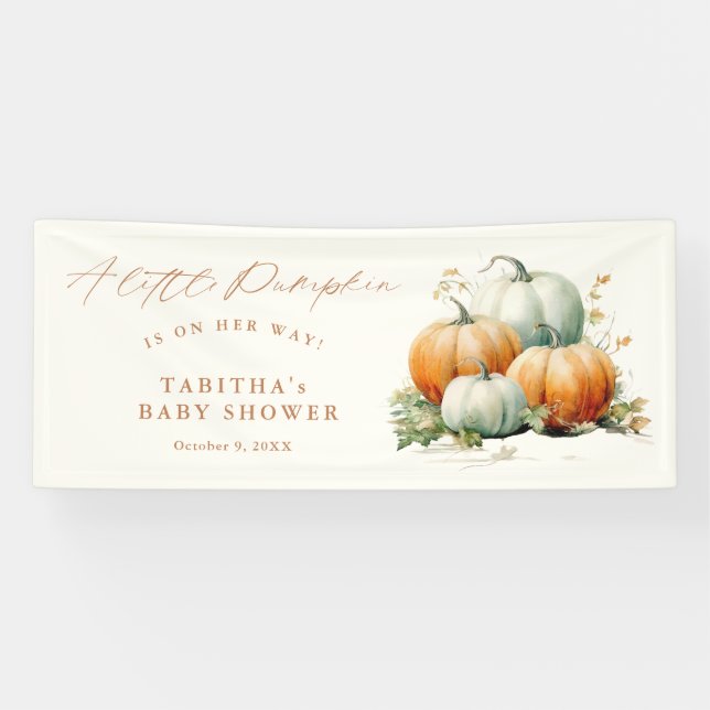 Little Pumpkin Fall Baby Shower Gender Neutral Banner (Horizontal)