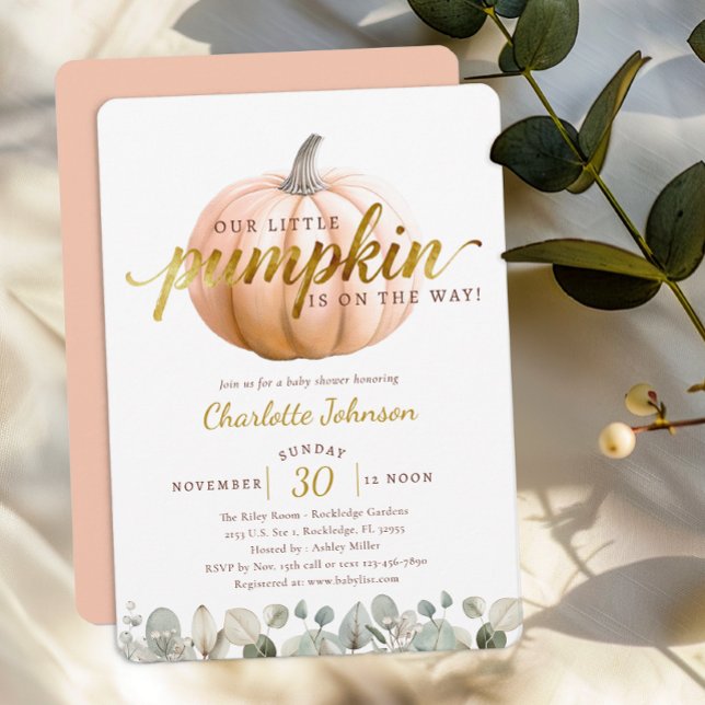 Little Pumpkin Fall Baby Shower Invite (Orange Little Pumpkin Baby Shower Invite)