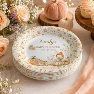 Little Pumpkin Fall Baby Shower Paper Bowls Plate
