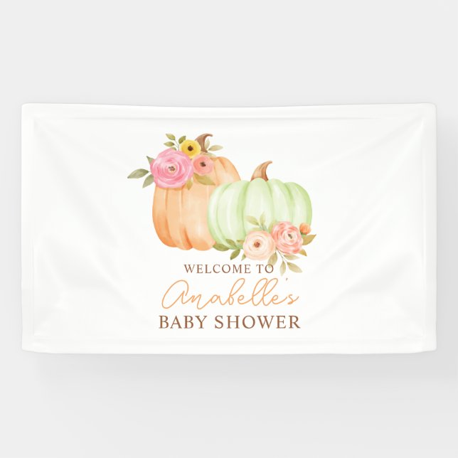 Little Pumpkin Fall Baby Shower Personalized Banner (Horizontal)