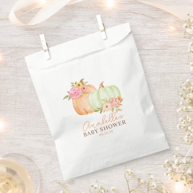 Little Pumpkin Fall Baby Shower Personalized Favour Bag (Clipped)