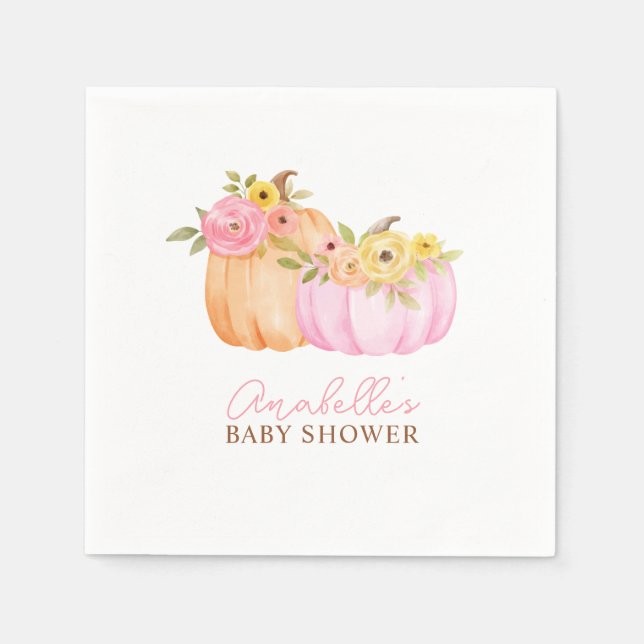 Little Pumpkin Fall Baby Shower Personalized Napkin (Front)