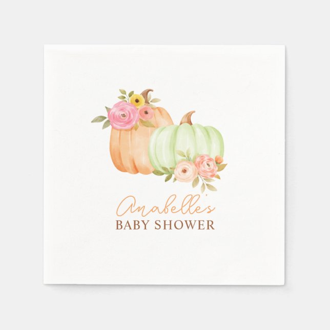 Little Pumpkin Fall Baby Shower Personalized Napkin (Front)
