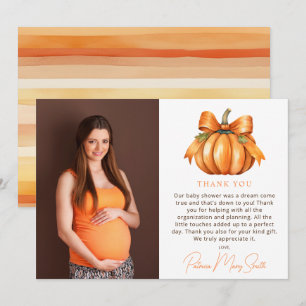 Little Pumpkin Fall Baby Shower Photo Thank You Card