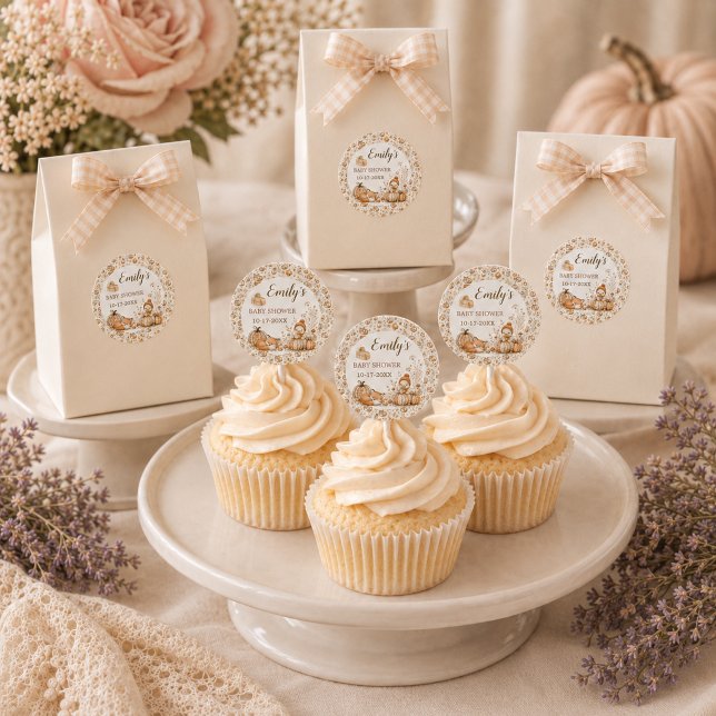 Little Pumpkin Fall Baby Shower Round Stickers (Little Pumpkin Fall Baby Shower Round Stickers)