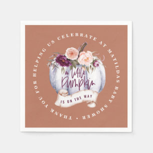 Little pumpkin fall baby shower terracotta rustic napkin