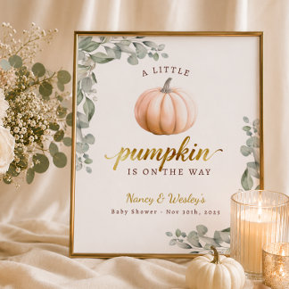 Little Pumpkin Fall Baby Shower Welcome Poster