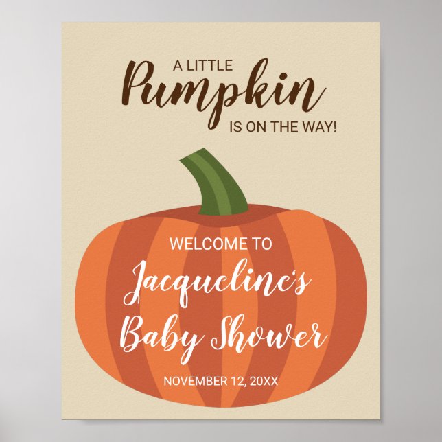 Little Pumpkin Fall Baby Shower Welcome Sign (Front)