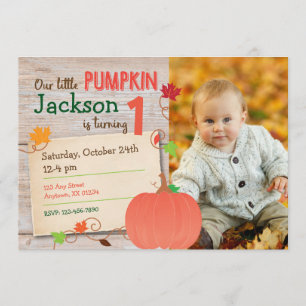 Little Pumpkin Fall Birthday Invitation