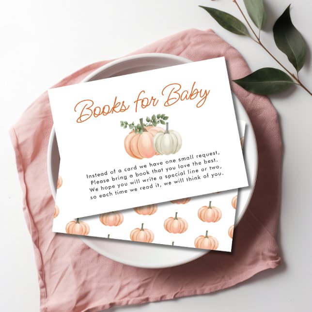 Little Pumpkin Fall Books for Baby Shower Enclosure Card (Creator Uploaded)