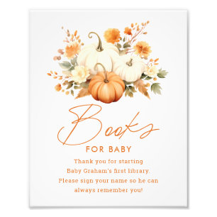 Little Pumpkin Fall Books for Baby Shower Sign