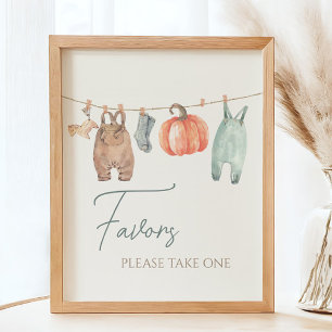 Little Pumpkin Fall Clothes Boy Baby Shower Favour Poster