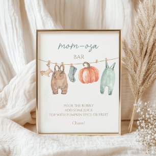 Little Pumpkin Fall Clothes Boy Mom-osa bar  Poster