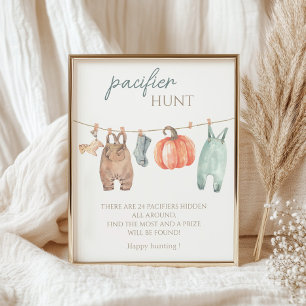 Little Pumpkin Fall Clothes Boy Pacifier hunt Poster