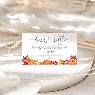 Little pumpkin fall diaper raffle ticket enclosure card