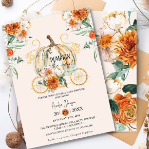 Little Pumpkin Fall floral autumn Baby Shower  Invitation