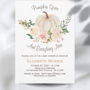 Little Pumpkin Fall Floral Baby Shower Invitation