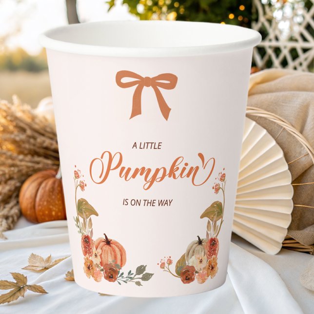 Little Pumpkin Fall Floral Baby Shower  Paper Cups (Creator Uploaded)