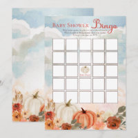 Little Pumpkin Fall Floral Girl Baby Shower Bingo