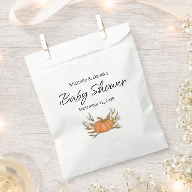 Little Pumpkin Fall Gender Neutral Baby Shower  Favour Bag (Clipped)
