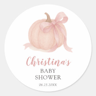 Little Pumpkin Fall Girl Baby Shower Classic Round Sticker