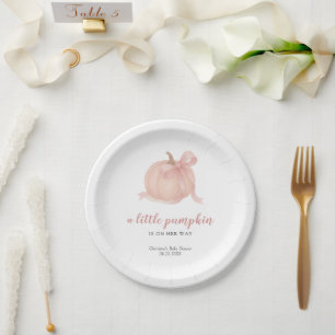 Little Pumpkin Fall Girl Baby Shower Paper Plate