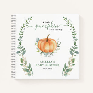 Little Pumpkin Fall Greenery Baby Shower Guestbook Notebook